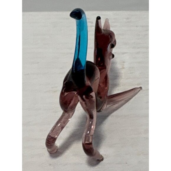 Blown Glass Cat Figurine Blue Tail 2.5" Handcrafted Cat Lovers Unique 2.5" READ - Picture 3 of 8